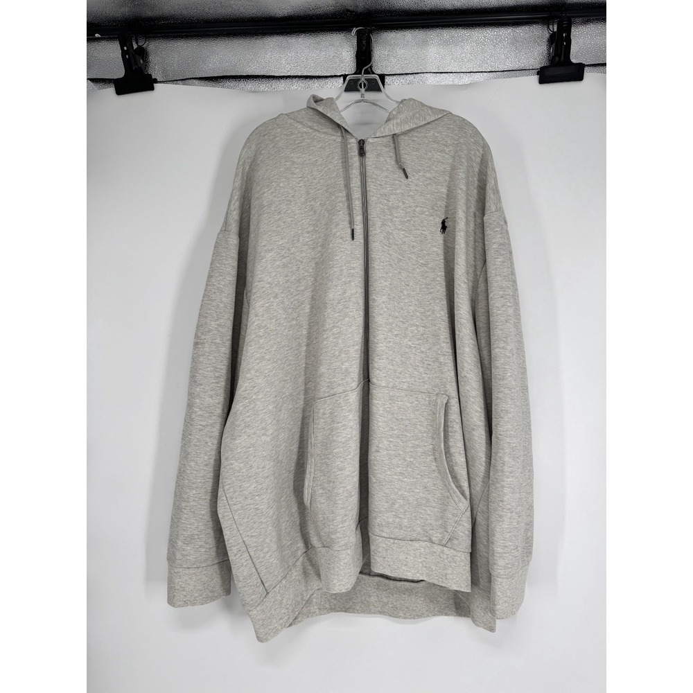 Polo Ralph Lauren Hoodie 5XB 5XL Big Full Zip Up Jacket Pony Sweatshirt Grey